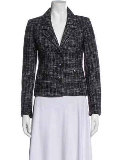 Pre-owned Chanel 2017 Tweed Blazer In Blue