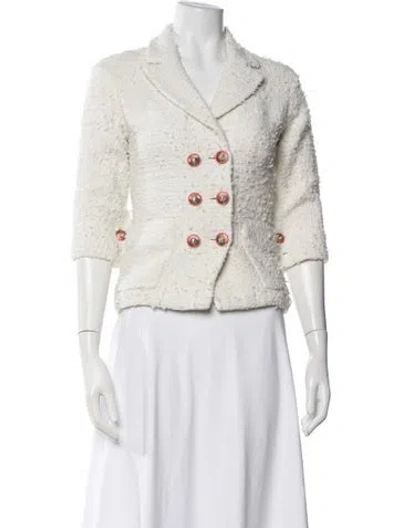 Pre-owned Chanel 2017 Tweed Blazer In White