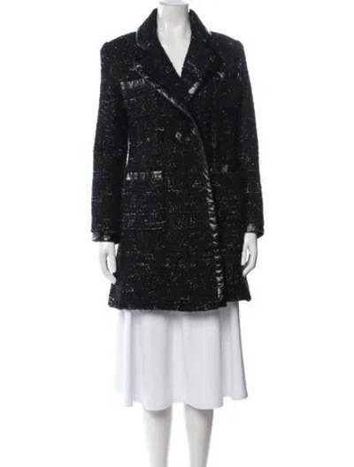 Pre-owned Chanel 2017 Tweed Coat In Black