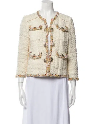 Pre-owned Chanel 2017 Tweed Pattern Evening Jacket In Neutral