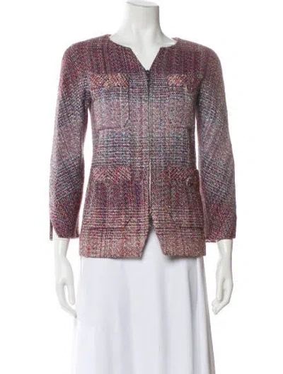 Pre-owned Chanel 2017 Tweed Pattern Evening Jacket In Red