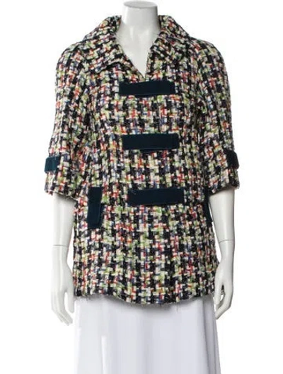 Pre-owned Chanel 2017 Tweed Pattern Jacket In Blue
