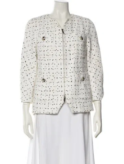Pre-owned Chanel 2017 Tweed Pattern Jacket In White
