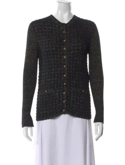 Pre-owned Chanel 2017 Tweed Pattern Sweater In Black