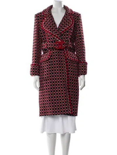 Pre-owned Chanel 2017 Tweed Peacoat In Red
