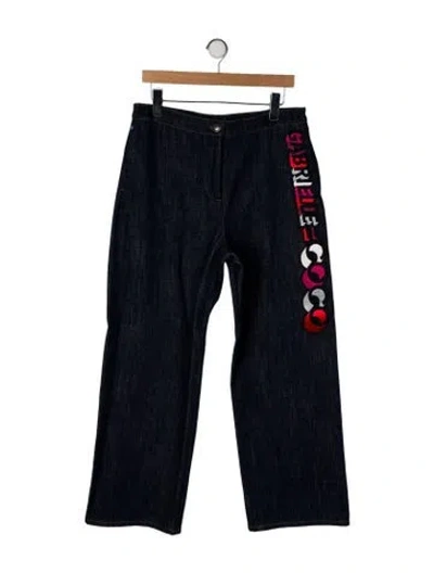 Pre-owned Chanel 2017 Wide Leg Jeans In Blue