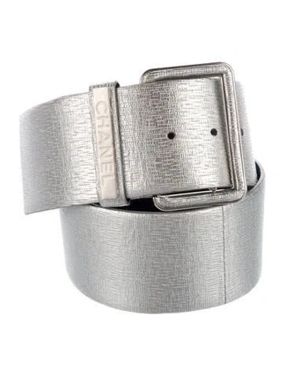 Pre-owned Chanel 2017 Wide Waist Belt In Silver