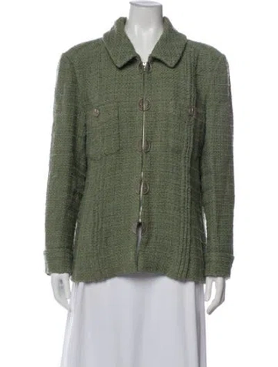 Pre-owned Chanel 2017 Wool Blazer In Green