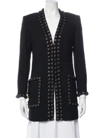 Pre-owned Chanel 2017 Wool Evening Jacket In Black