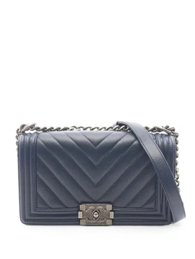 Pre-owned Chanel 2017-2018 Boy  Shoulder Bag In Blue
