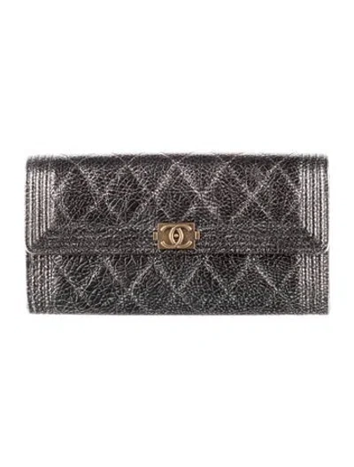 Pre-owned Chanel 2017-2018 Boy Wallet In Black