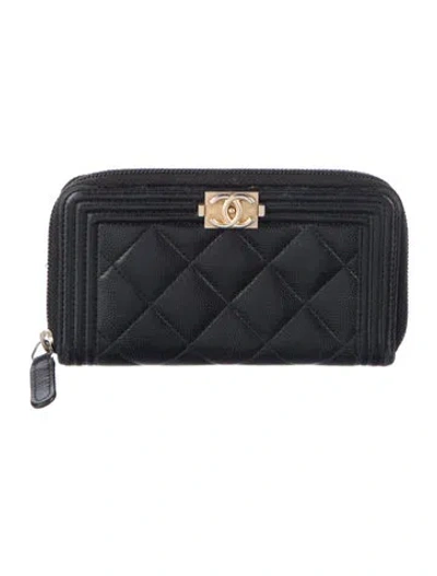 Pre-owned Chanel 2017-2018 Boy Wallet In Black