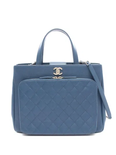 Chanel 2017-2018 Business Affinity Matelassé Tote Bag In Blue