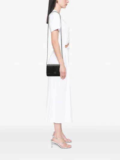 Pre-owned Chanel 2017-2018 Cc Chevron Caviar Wallet On Chain Crossbody Bag In Black