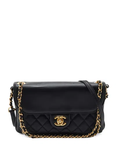Pre-owned Chanel 2017-2018 Cc Unchained Flap Crossbody Bag In Black