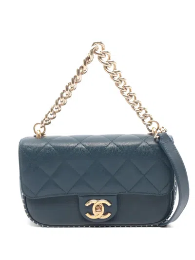 Pre-owned Chanel 2017-2018 Chain-strap Shoulder Bag In Blue
