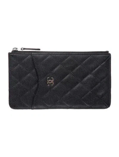 Pre-owned Chanel 2017-2018 Interlocking Cc Logo Card Holder In Black