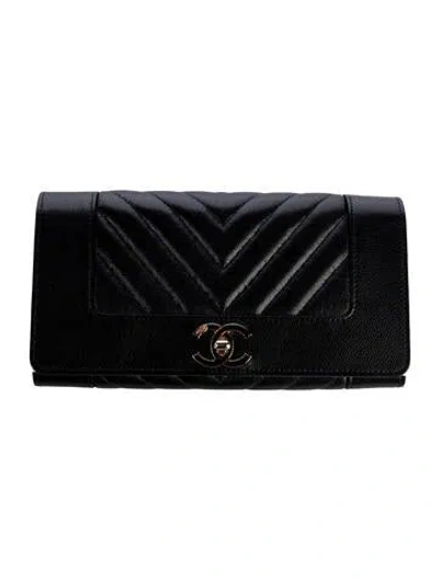 Pre-owned Chanel 2017-2018 Mademoiselle Wallet In Black
