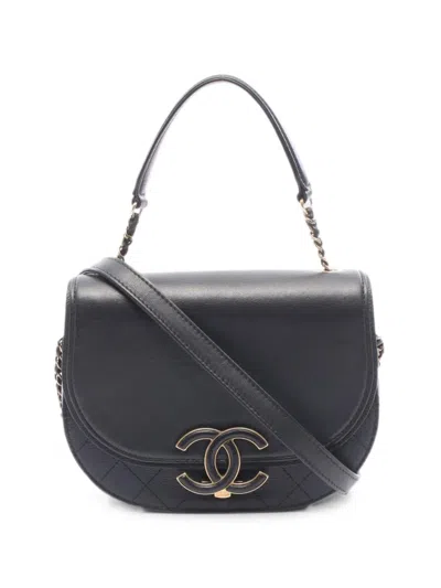 Pre-owned Chanel 2017-2018 Matelassé 2-way Cc Shoulder Bag In Black