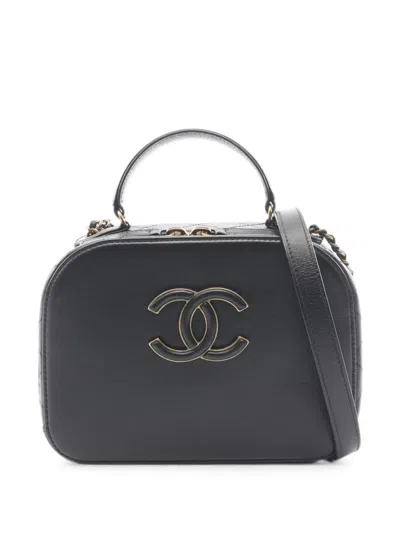 Pre-owned Chanel 2017-2018 Matelassé Cc Makeup Bag In Black