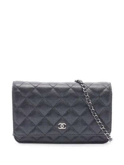 Pre-owned Chanel 2017-2018 Matelassé Mini Bag In Black