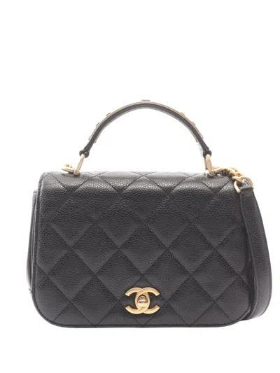 Pre-owned Chanel 2017-2018 Mini Quilted Caviar Carry Around Flap Satchel In Red