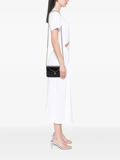 Pre-owned Chanel 2017-2018 Reversed Chevron Lambskin Wallet On Chain Crossbody Bag In Black