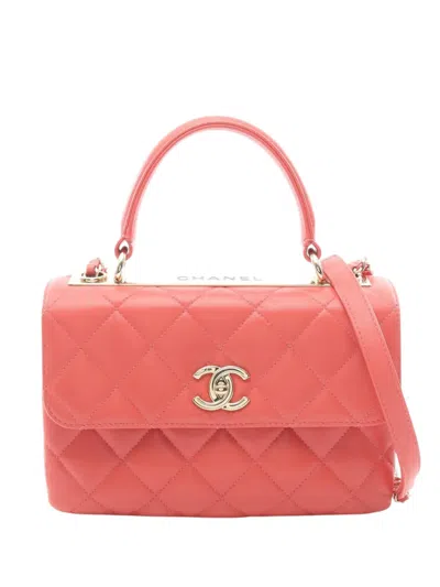 Pre-owned Chanel 2017-2018 Small Quilted Lambskin Trendy Cc Flap Satchel In Pink