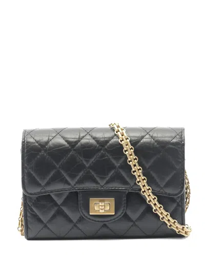 Pre-owned Chanel 2018-2019 2.55 Matelasse Chain-strap Mini Bag In Black