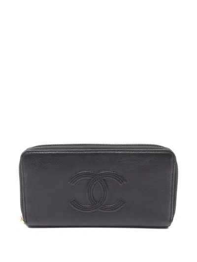 Pre-owned Chanel 2018-2019 Coco Mark Wallet In Black