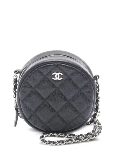 Pre-owned Chanel 2018-2019 Interlocking Cc-logo Shoulder Bag In Black