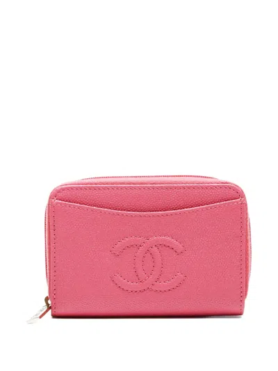 Pre-owned Chanel 2018-2019 Interlocking-cc Wallet In Pink
