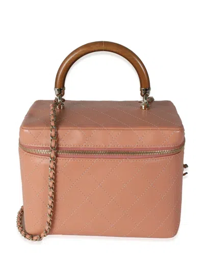 Pre-owned Chanel 2018-2019 Knock On Wood Vanity Handbag In 粉色