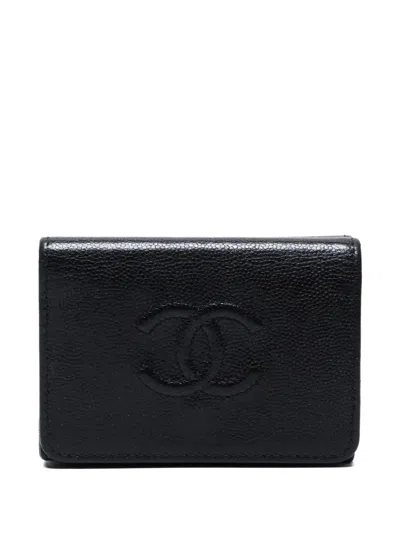 Pre-owned Chanel 2018-2019 Mark Caviar Leather Wallet In Black