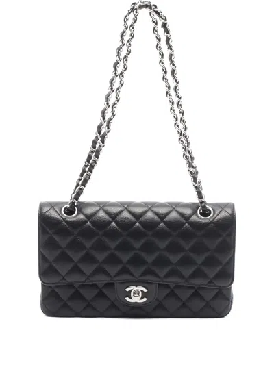 Pre-owned Chanel 2018-2019 Matelassé Double-flap Shoulder Bag In Black