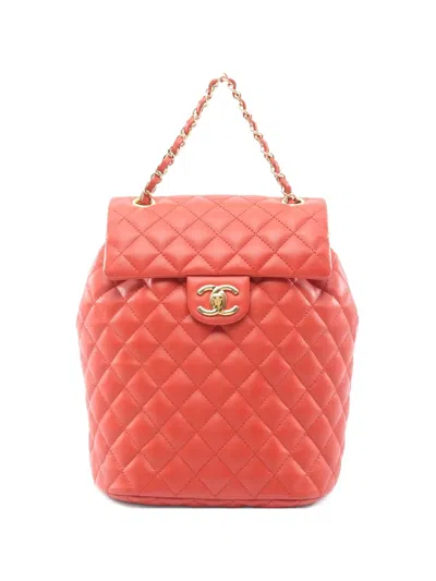 Pre-owned Chanel 2018-2019 Matelasse Quilted Backpack In Orange