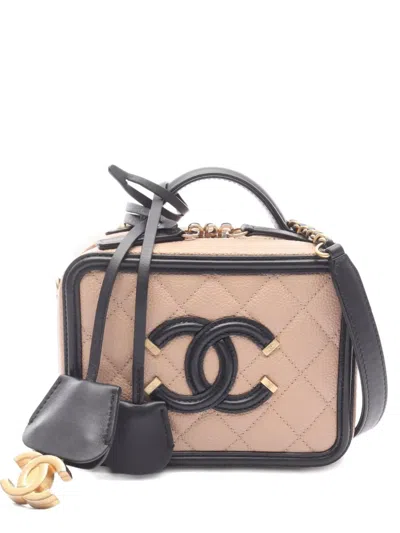 Pre-owned Chanel 2018-2019 Mini Cc Matelasse Tote Bag In Neutral