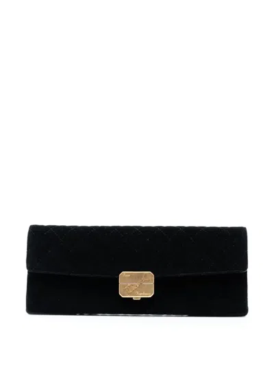 Pre-owned Chanel 2018-2019 Paris Hamburg Quilted Velvet Clutch Bag In Black