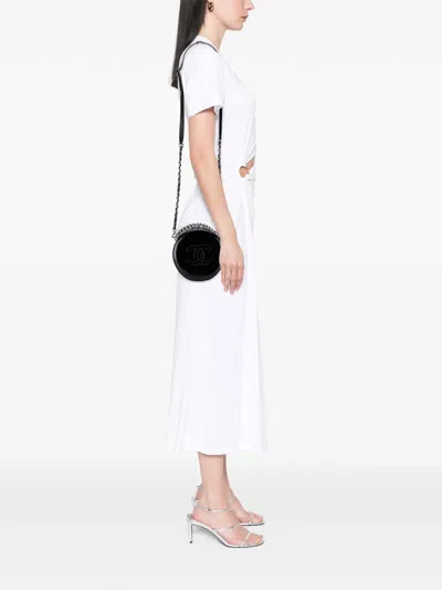 Pre-owned Chanel 2018-2019 Patent Round As Earth Bag Satchel In Black