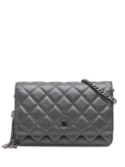 Pre-owned Chanel 2018-2019 Quilted Aged Calfskin Tassel Wallet On Chain Crossbody Bag