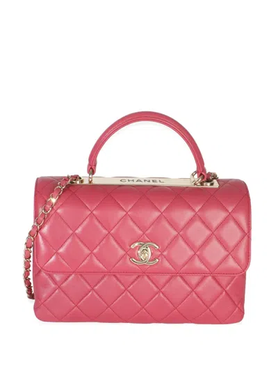 Pre-owned Chanel 2018-2019 Quilted Flap Dual Tote Bag In Pink