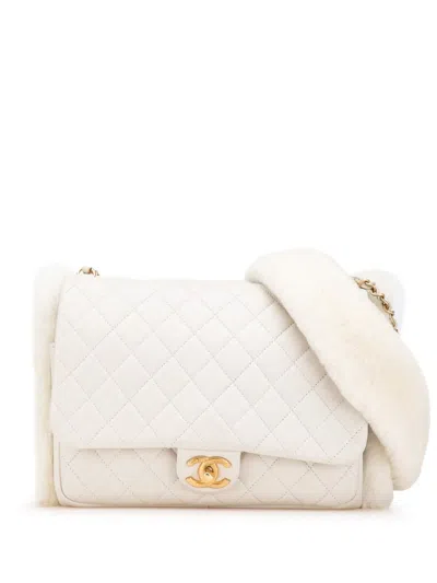 Pre-owned Chanel 2018-2019 Quilted Lambskin And Shearling Cc Muff Flap Crossbody Bag