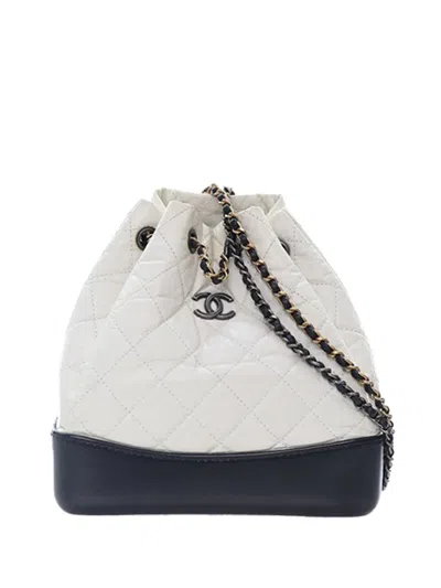 Pre-owned Chanel 2018-2019 Small Aged Calfskin Gabrielle Backpack In White