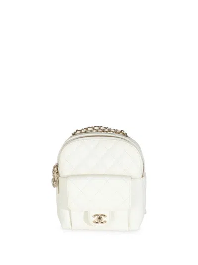 Pre-owned Chanel 2018-2019 Small Backpack In White