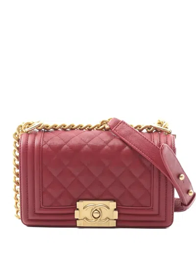 Pre-owned Chanel 2018-2019 Small Boy Shoulder Bag In Red