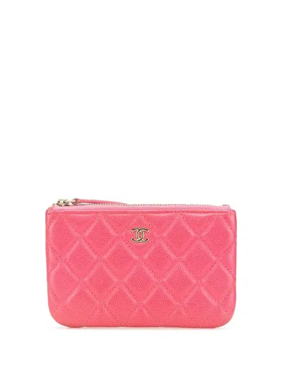 Pre-owned Chanel 2018-2019 Small Quilted Caviar Cosmetic Case Pouch