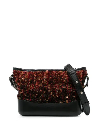 Pre-owned Chanel 2018-2019 Small Sequin Gabrielle Crossbody Bag In 褐色