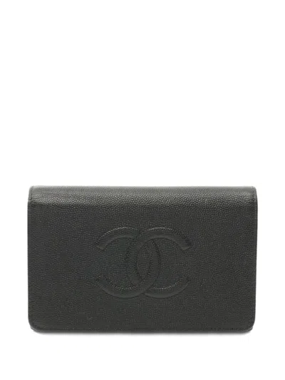 Pre-owned Chanel 2018-2019 Trifold Cc-logo Caviar-leather Wallet