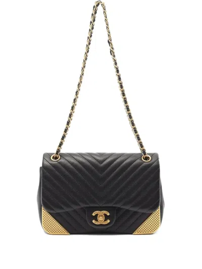 Pre-owned Chanel 2018-2019 V-stitch Chain Shoulder Bag In Black