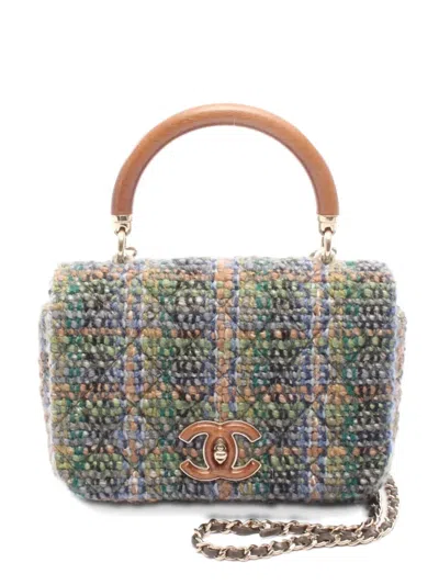 Pre-owned Chanel 2018-2019 Wood-handle Quilted Handbag In Brown